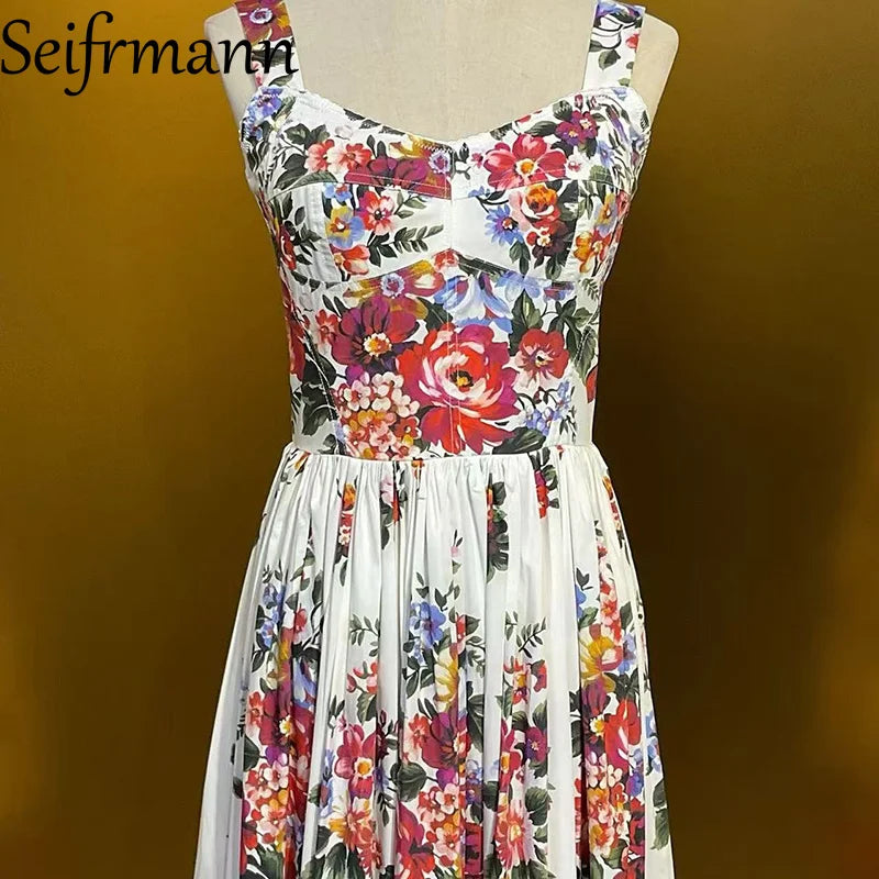 Katerina | Ärmelloses Maxikleid mit floralem Design