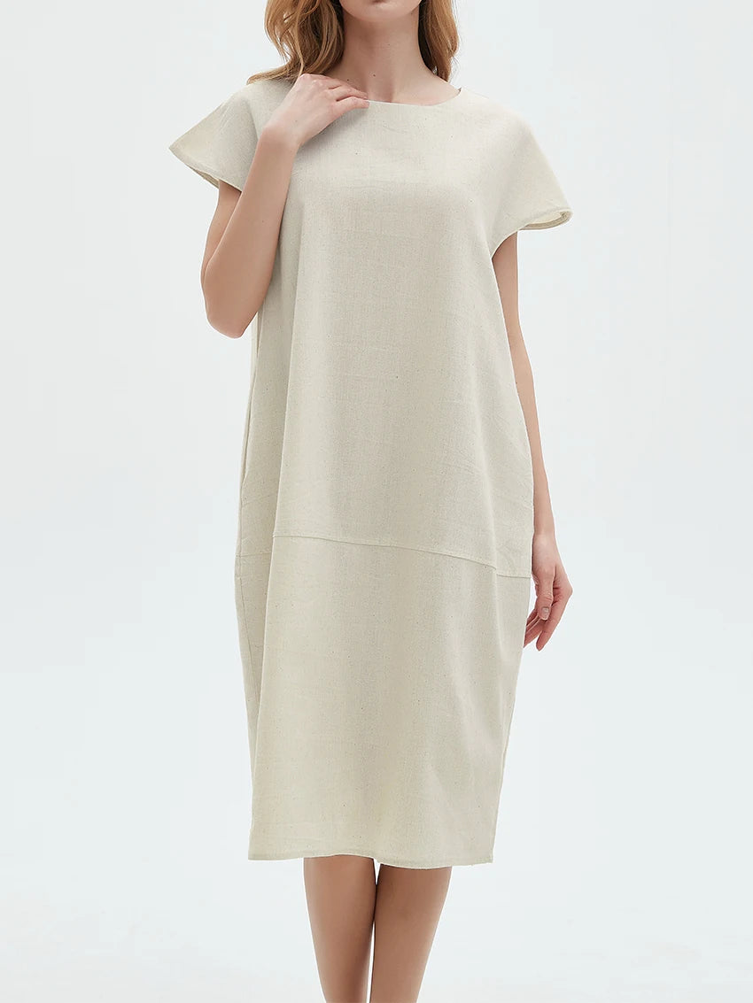 Petra | Midi-Kleid mit kurzen Ärmeln und Taschen