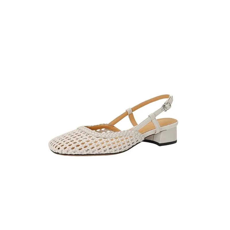 AROSA | Mid-Heel-Schuhe mit dicken Absätzen und hohlem Geflecht