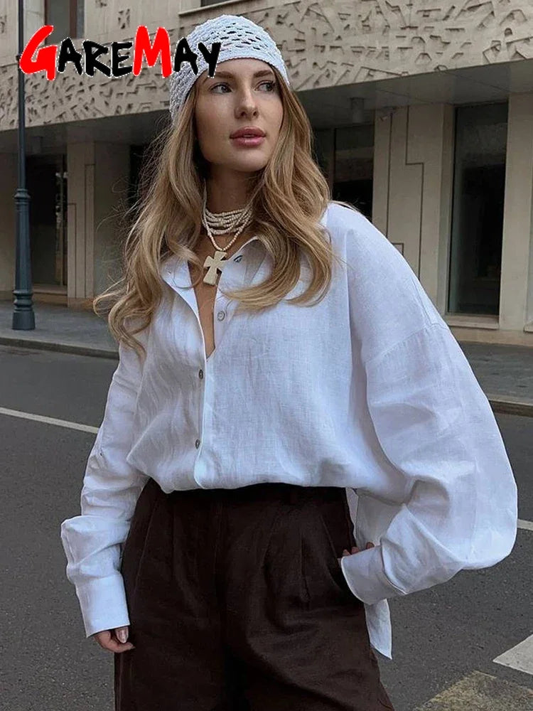 Violetta | Oversize Bluse aus Baumwolle und Leinen