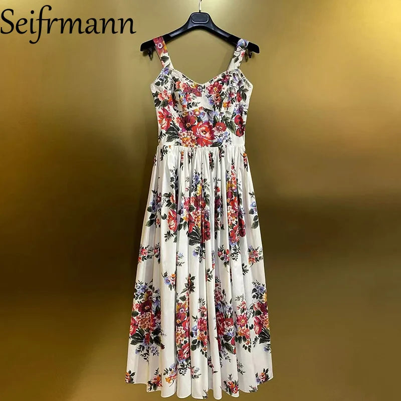 Katerina | Ärmelloses Maxikleid mit floralem Design