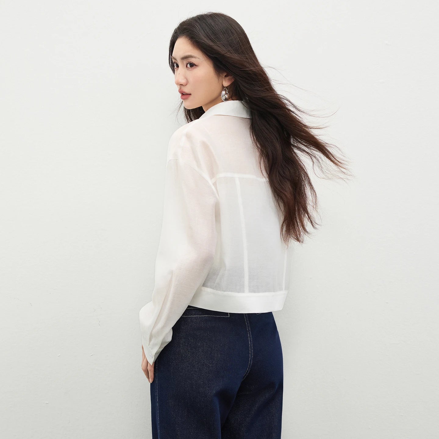 Lavinia | Bluse mit transparentem Stoff und Kragen