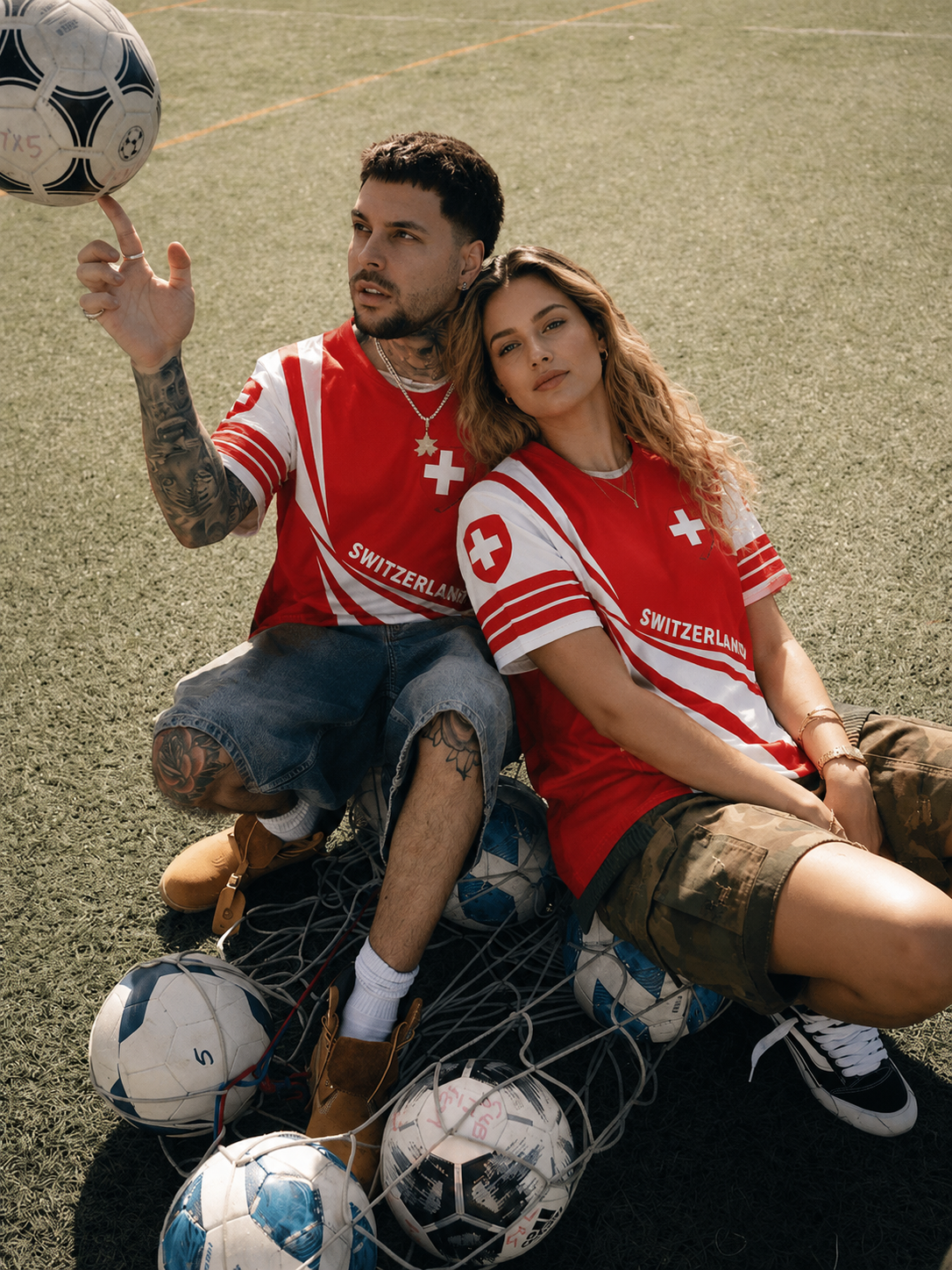 AROSA | Herren Schweiz Fußball T-Shirt mit Schweizer Flagge