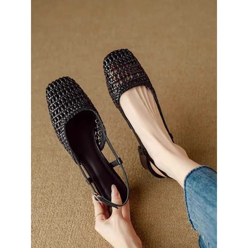 AROSA | Mid-Heel-Schuhe mit dicken Absätzen und hohlem Geflecht