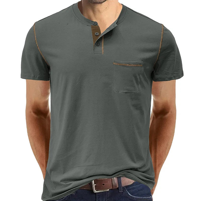 AROSA | Henley T-Shirt mit kurzen Ärmeln und Stehkragen