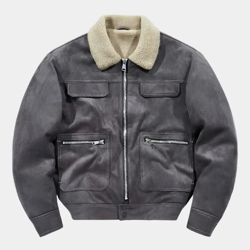 Exklusive Fleece-Wildlederjacke