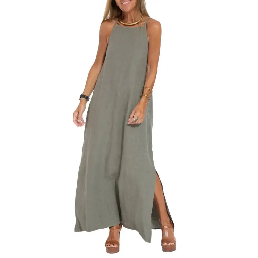 AROSA | Sommer Baumwolle Leinen Maxi Kleid