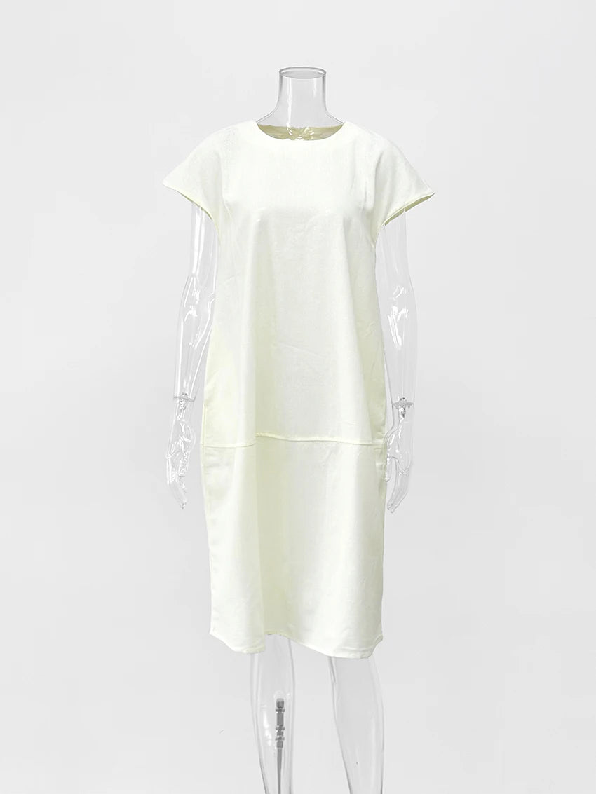 Petra | Midi-Kleid mit kurzen Ärmeln und Taschen