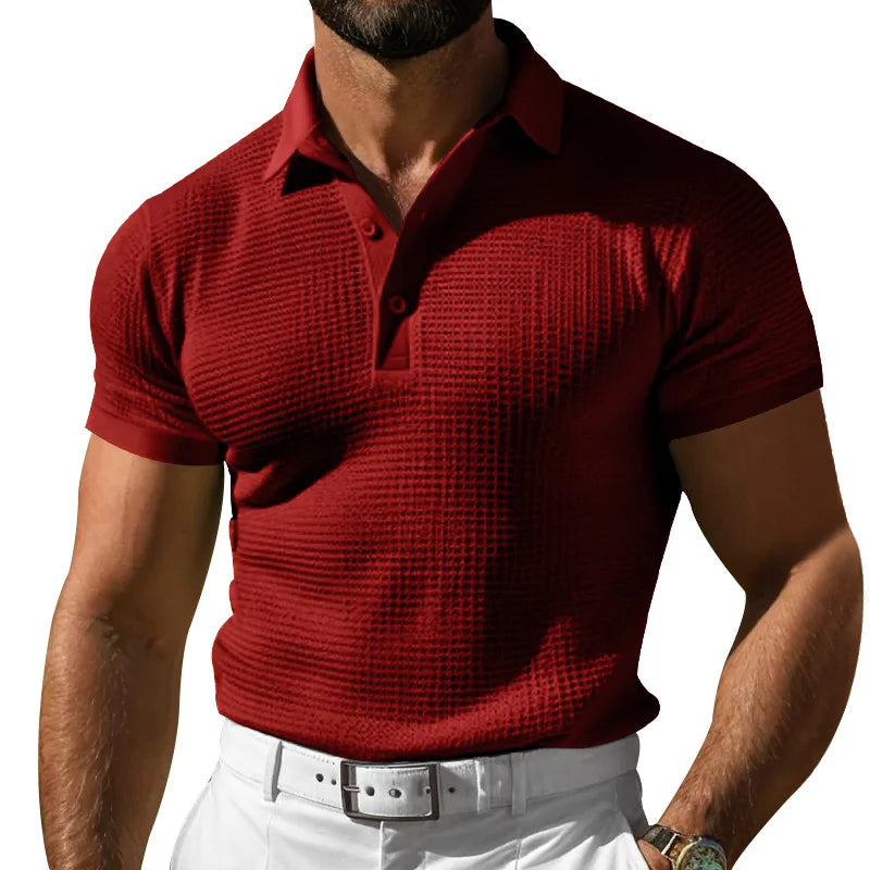 Henrik | Poloshirt mit Struktur und kurzem Arm