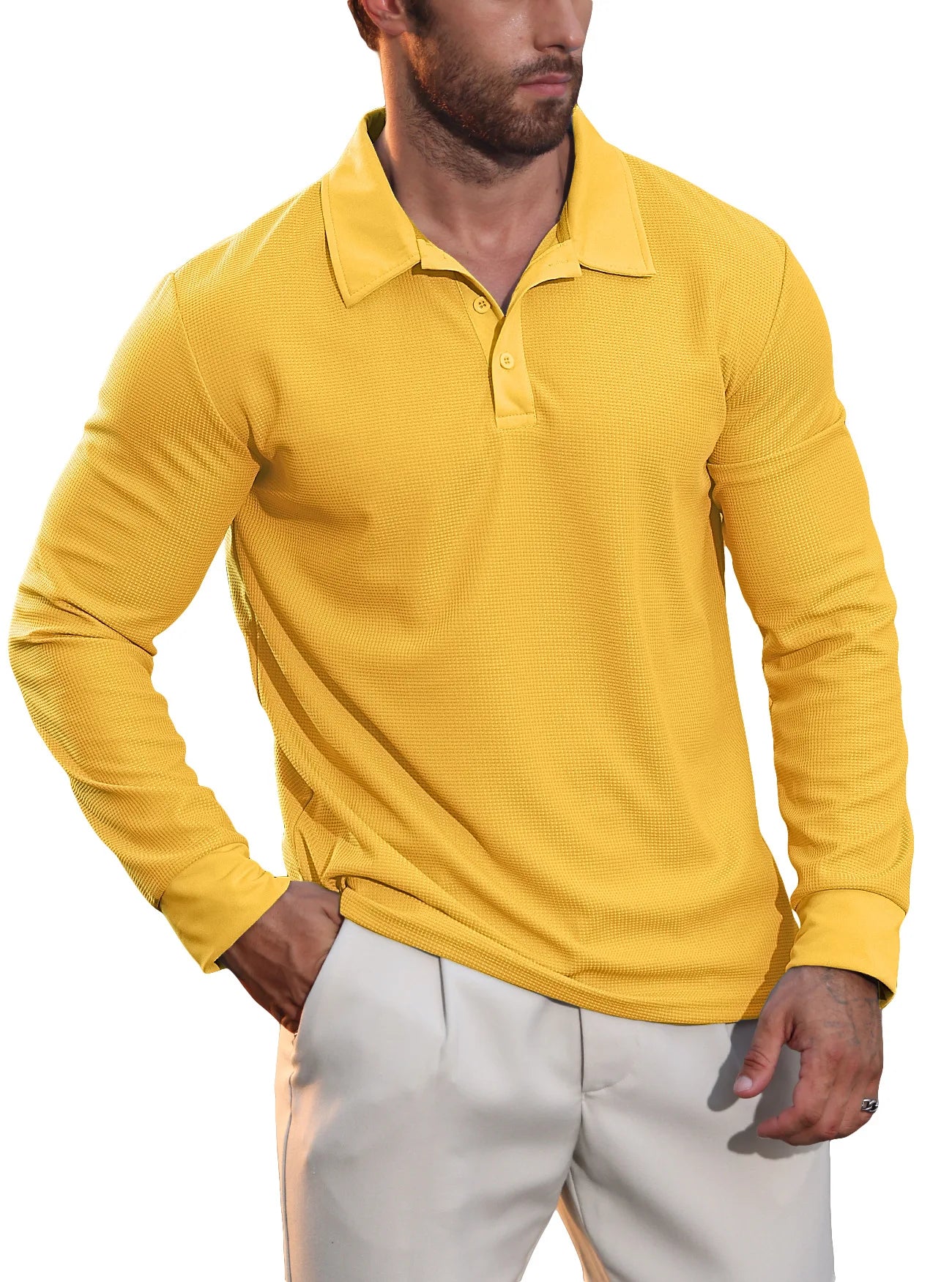 Rafael | Poloshirt mit Langarm und Struktur