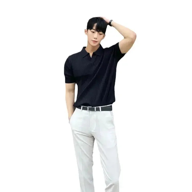 Gabriel | Shirt mit Polokragen und Rippmuster