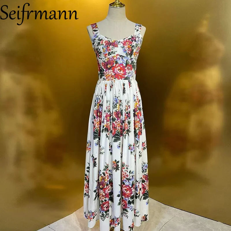 Katerina | Ärmelloses Maxikleid mit floralem Design