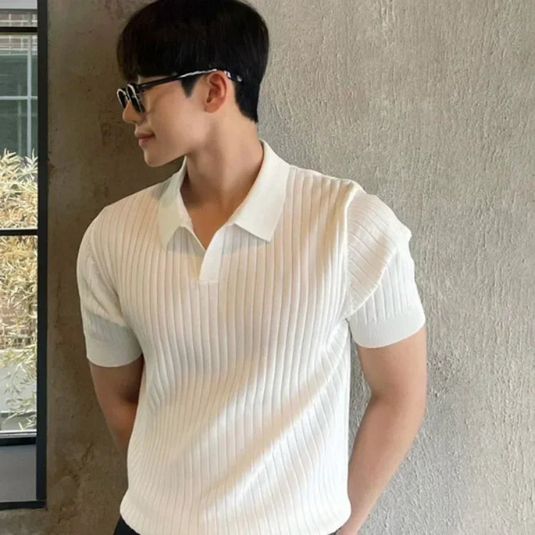 Gabriel | Shirt mit Polokragen und Rippmuster