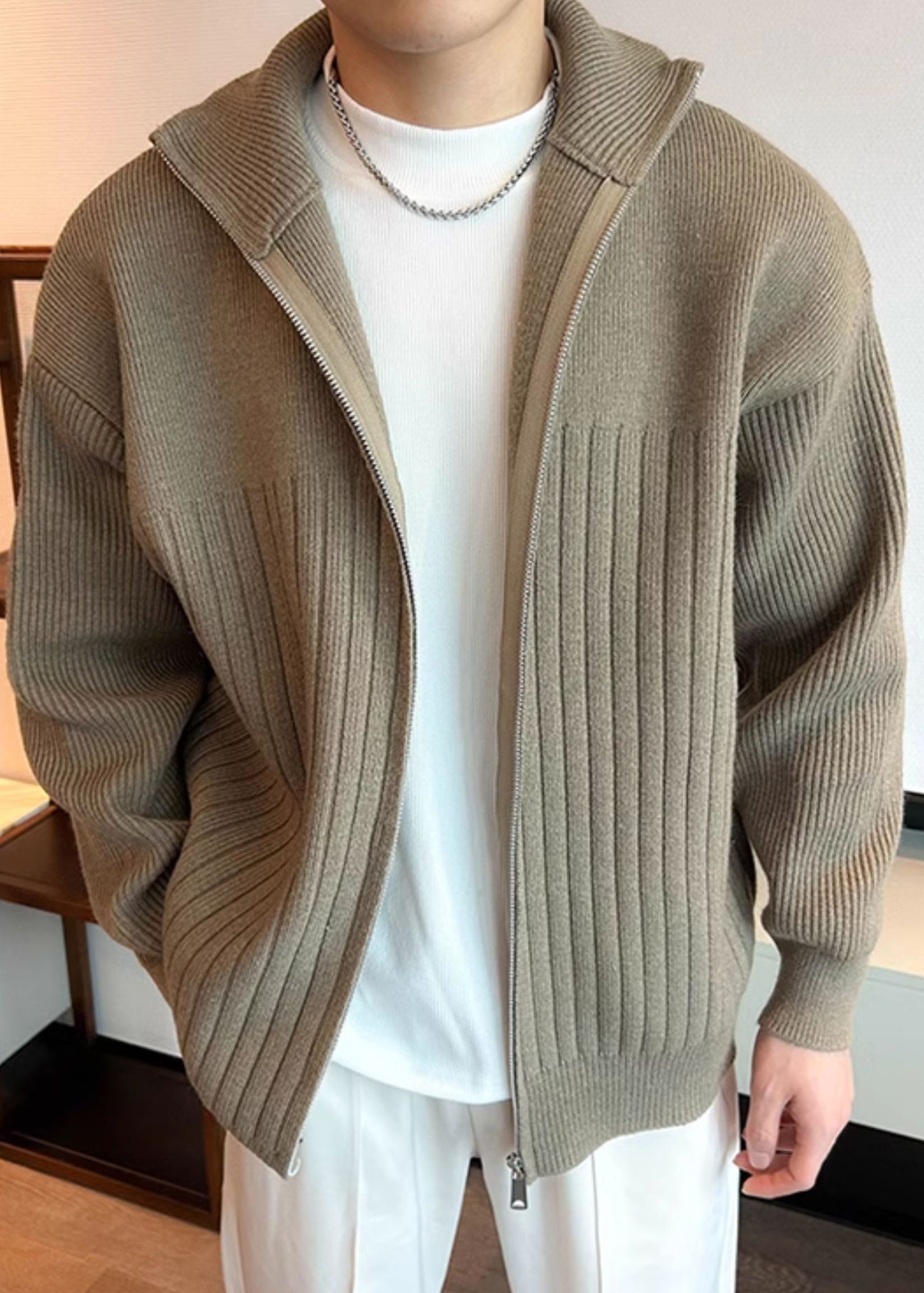Nick Herren Strickmantel – Gemütliche Strickjacke mit Reißverschluss