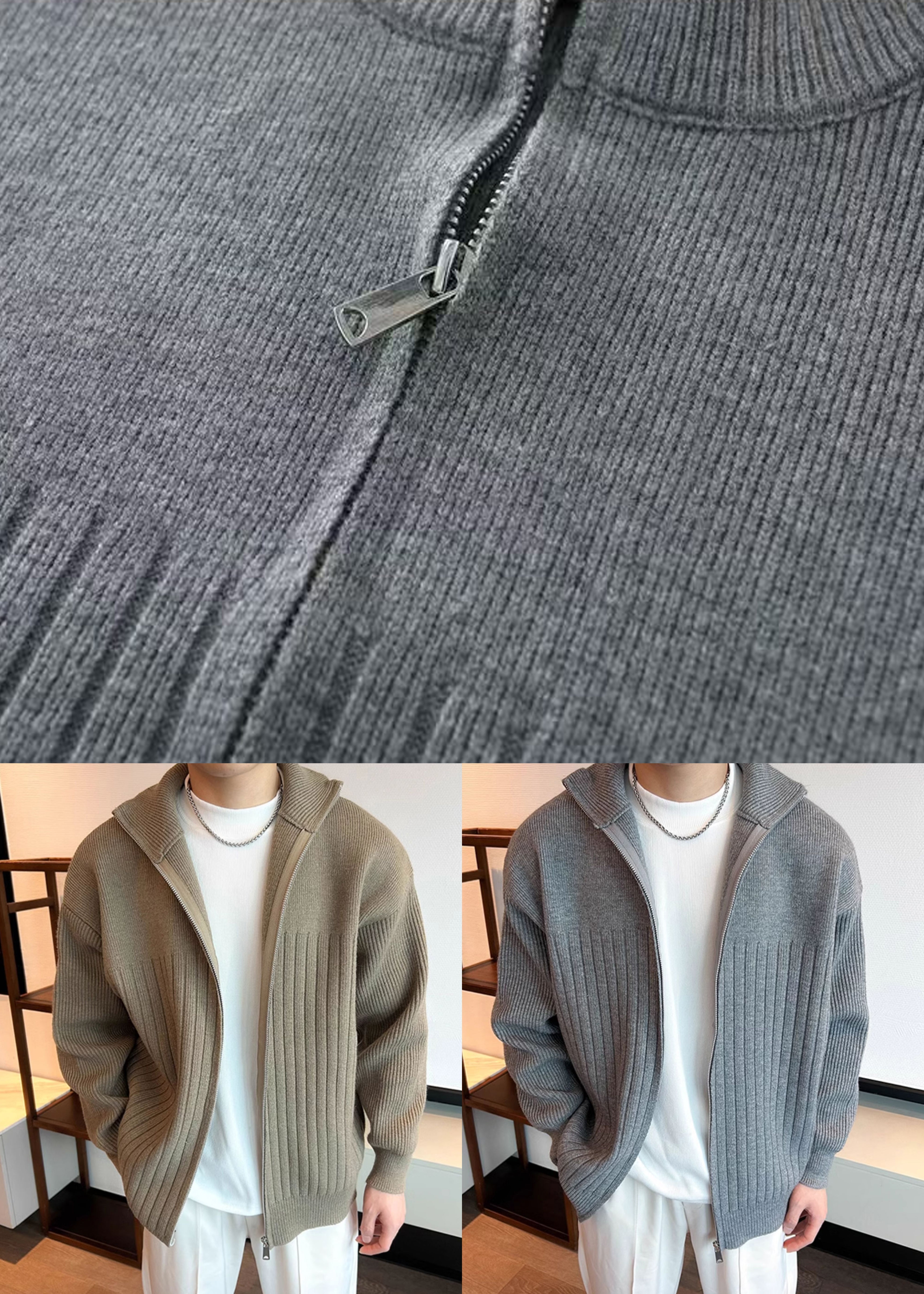 Nick Herren Strickmantel – Gemütliche Strickjacke mit Reißverschluss