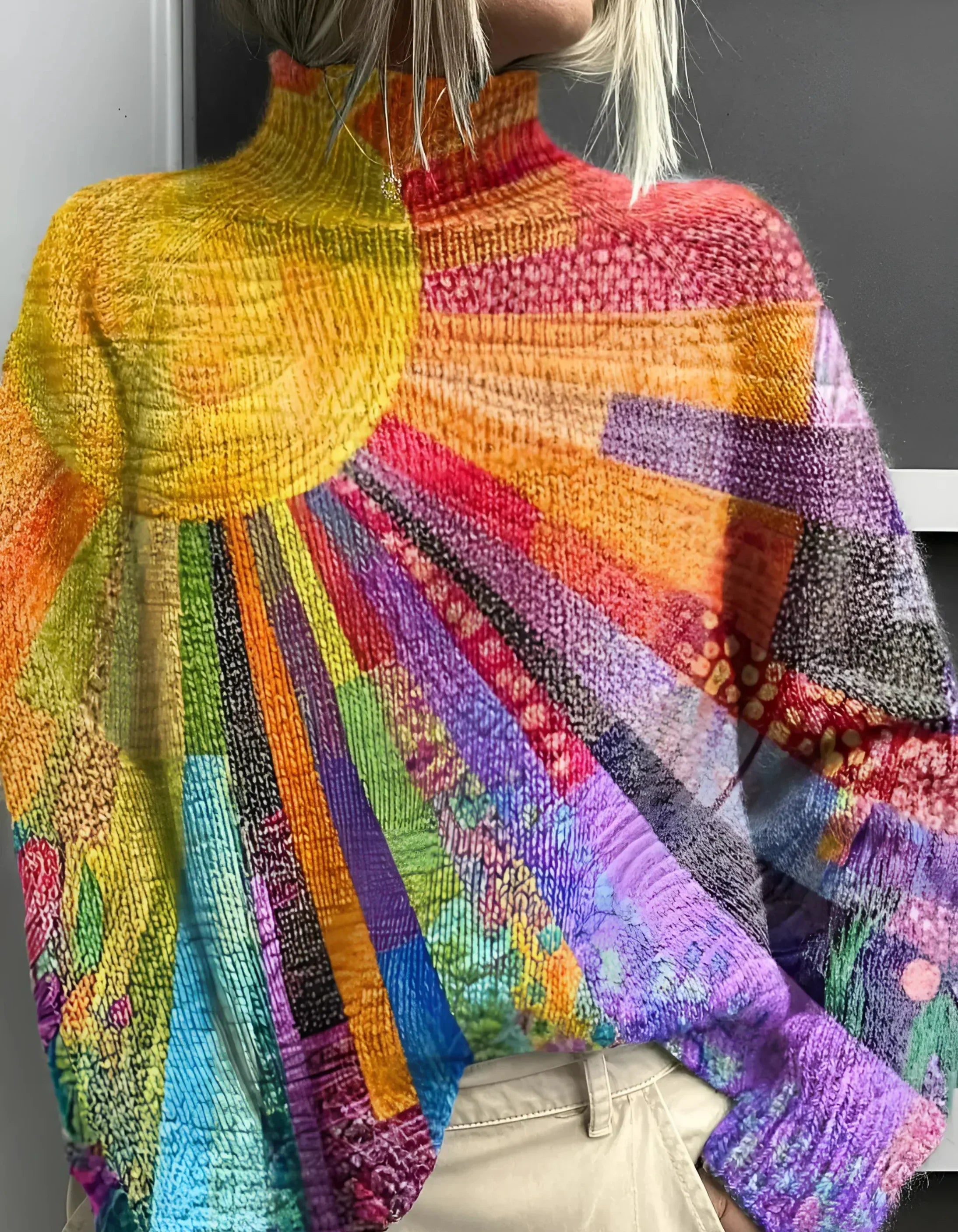 Elda - Fröhlich bunter Rollkragenpullover