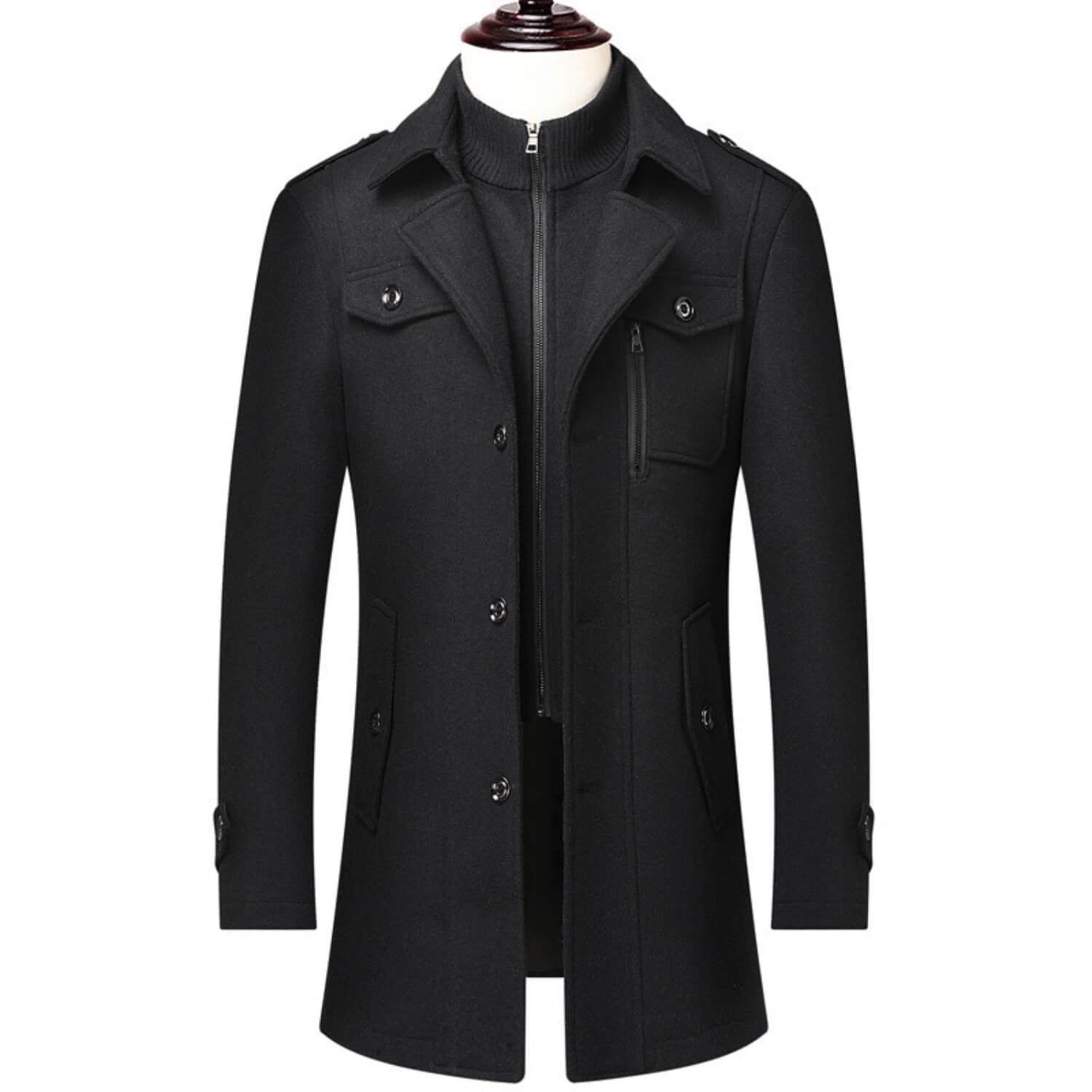 WoolGuard Winterjacke | Sanfter Wollmix mit doppelten Kragen