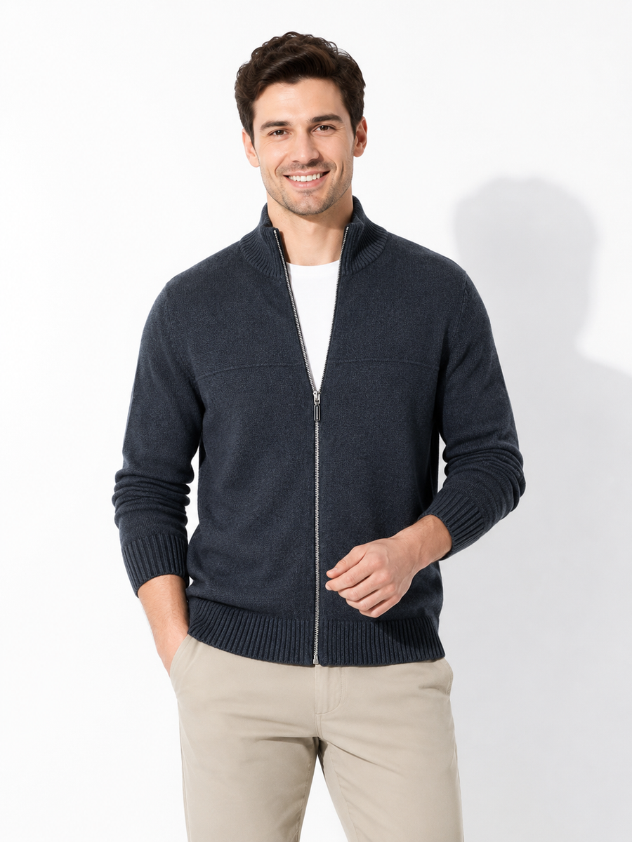 Woll Zip Rollkragenpullover aus Strick