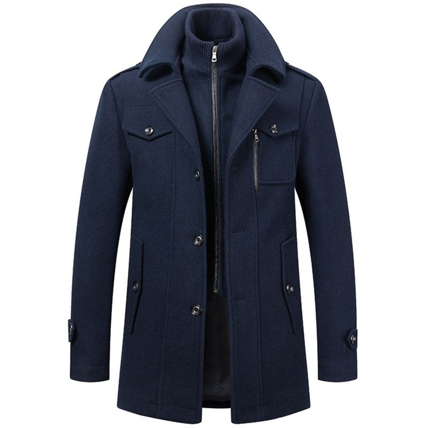 WoolGuard Winterjacke | Sanfter Wollmix mit doppelten Kragen