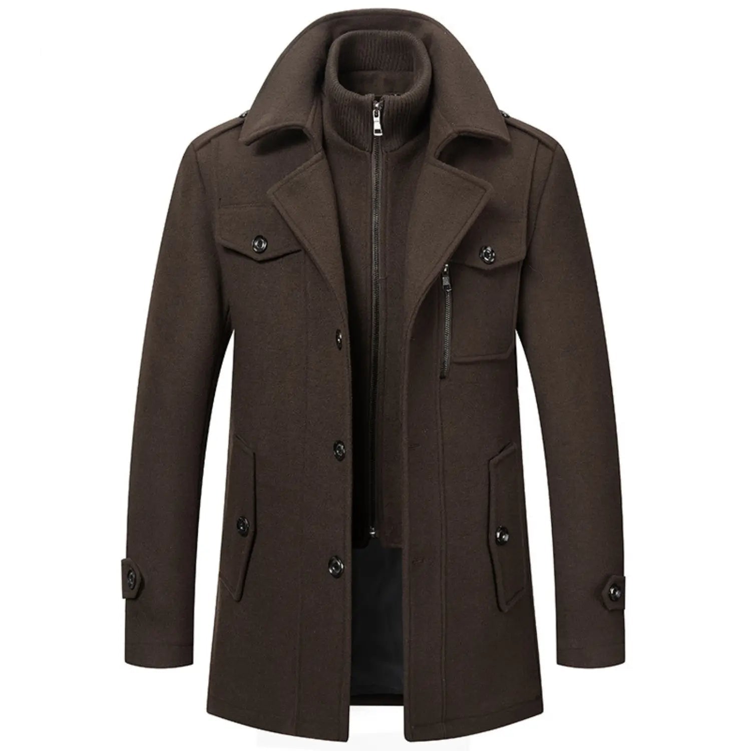 WoolGuard Winterjacke | Sanfter Wollmix mit doppelten Kragen