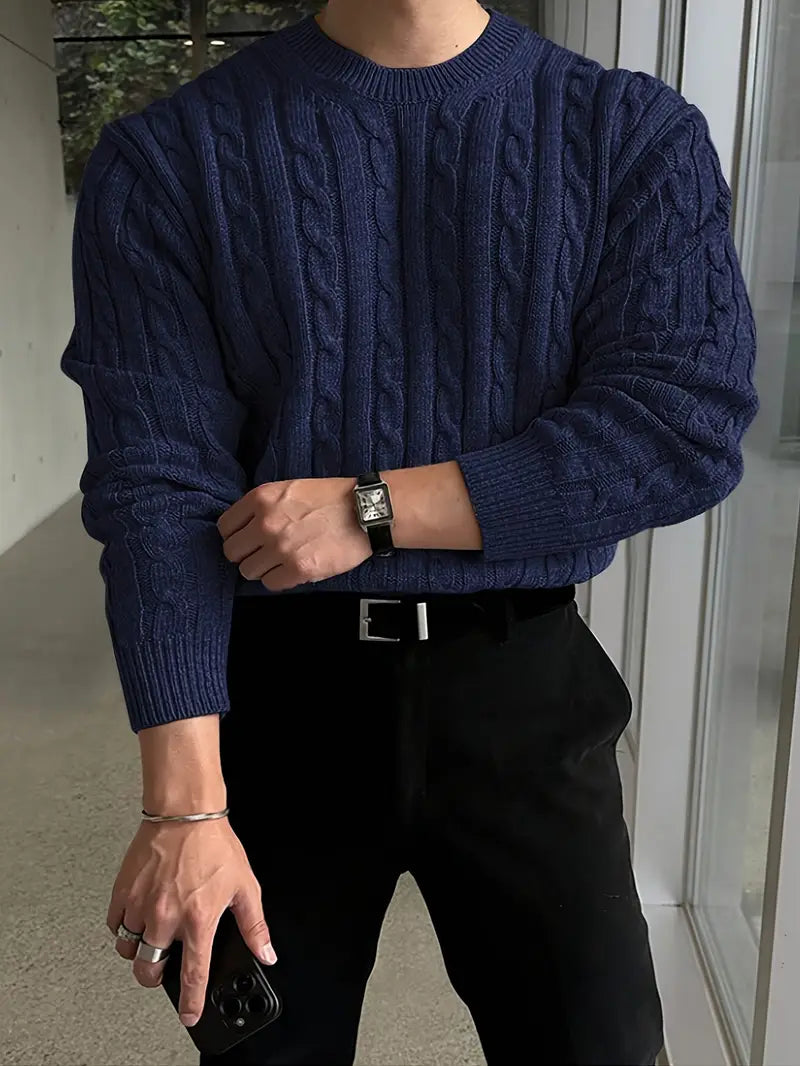 Mergim Lässiger Strickpullover Mit Langen Ärmeln
