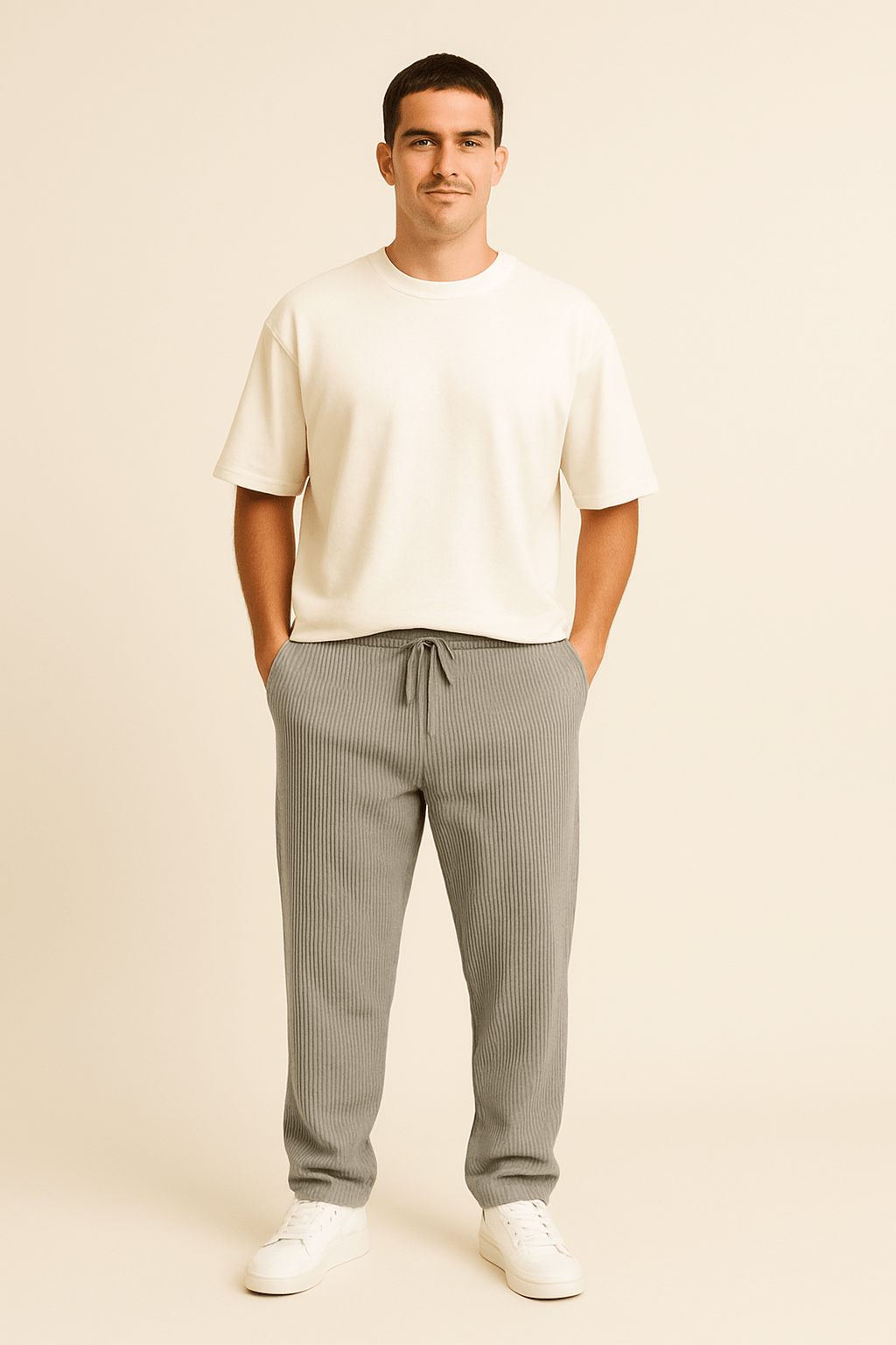 AROSA | Herren Hose in Rippstruktur mit lockerem Schnitt und flexiblem Bund