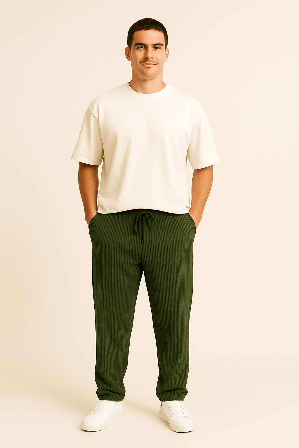 AROSA | Herren Hose in Rippstruktur mit lockerem Schnitt und flexiblem Bund