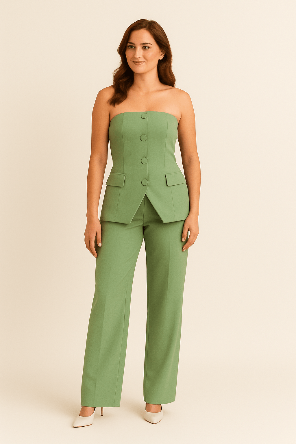 AROSA | Damen Sommer Jumpsuit-Set mit Oberteil und Hose mit Knopfverschluss