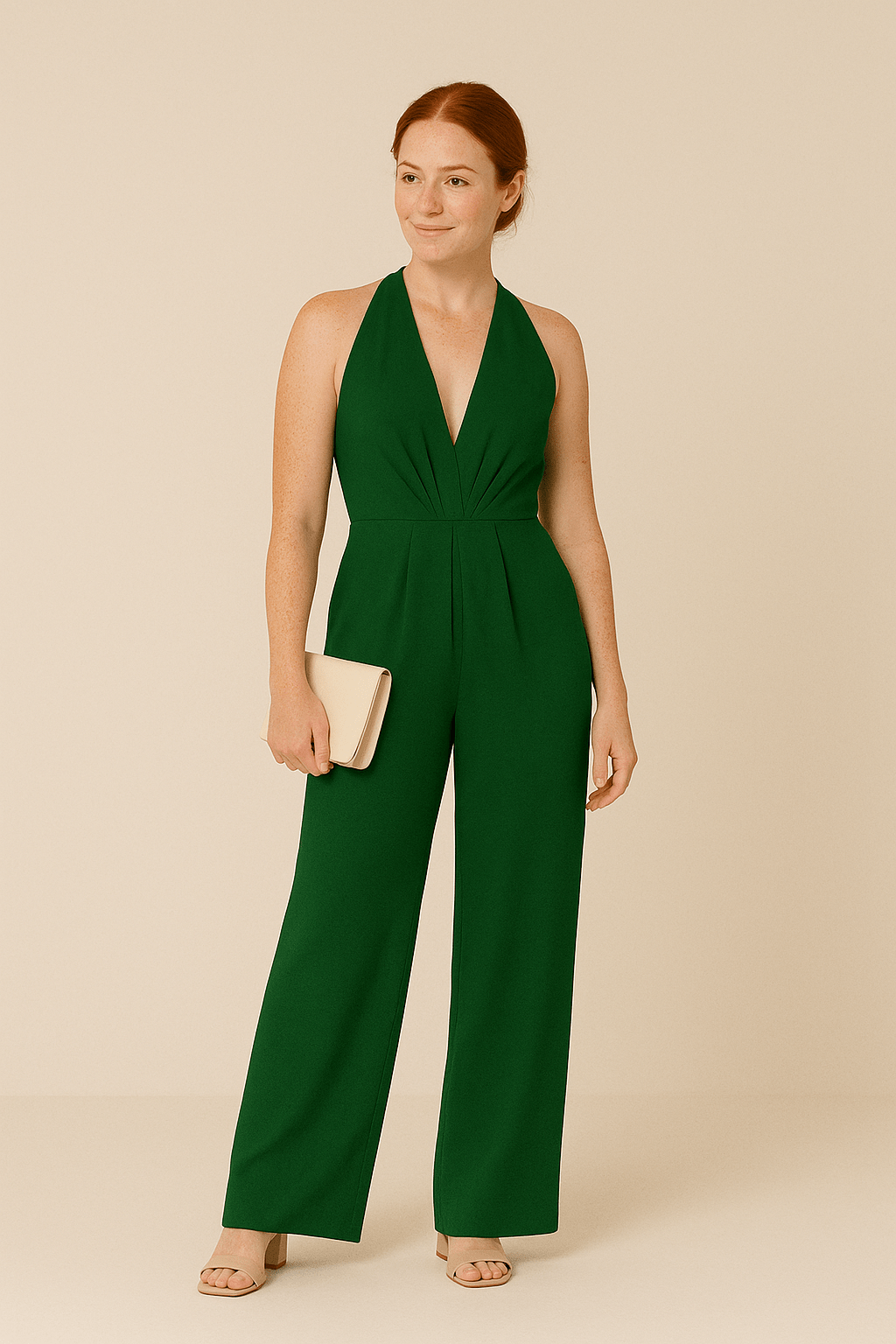 AROSA | Damen Jumpsuit ärmellos mit tiefem V-Ausschnitt und weitem Bein