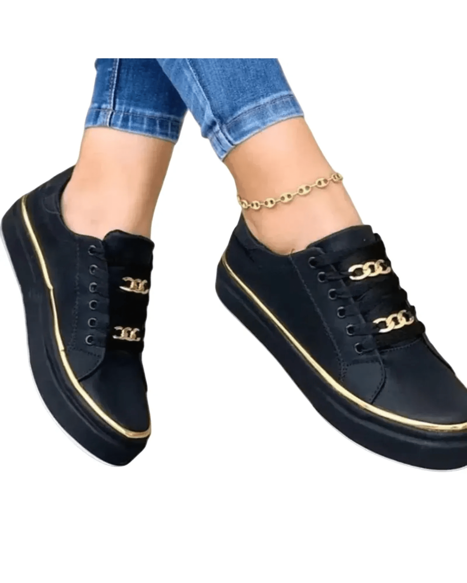 AROSA| Damen Sneaker weiß mit goldfarbenem Akzent für Arbeit & Freizeit