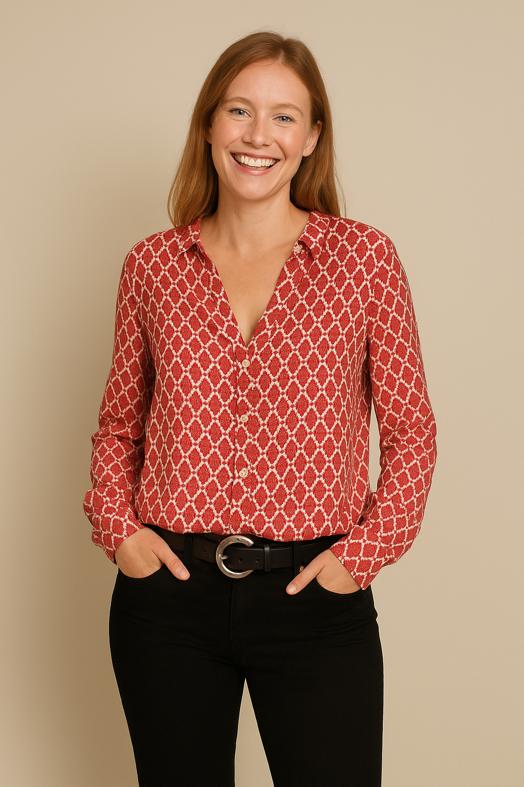 AROSA | Damen Bluse mit V-Ausschnitt und klassischem Muster luftig & leicht