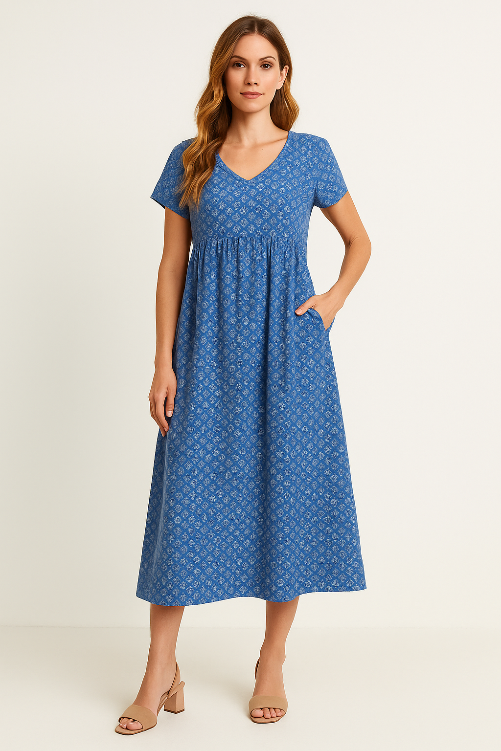 AROSA| Damen Maxikleid mit V-Ausschnitt und Empire-Taille luftig & leicht