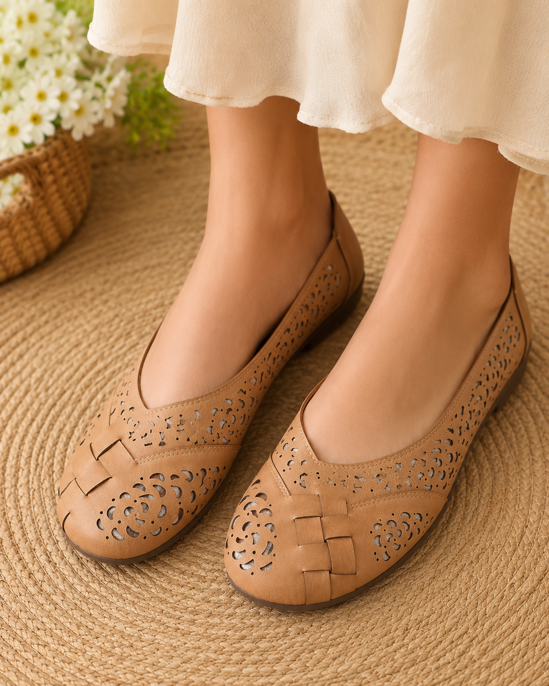 Zia | Perforierte Slip-On-Ballerinas