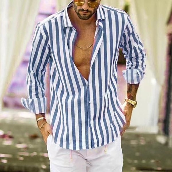 Jacki | Baumwoll-Leinen gestreifte Button-Down Langarm