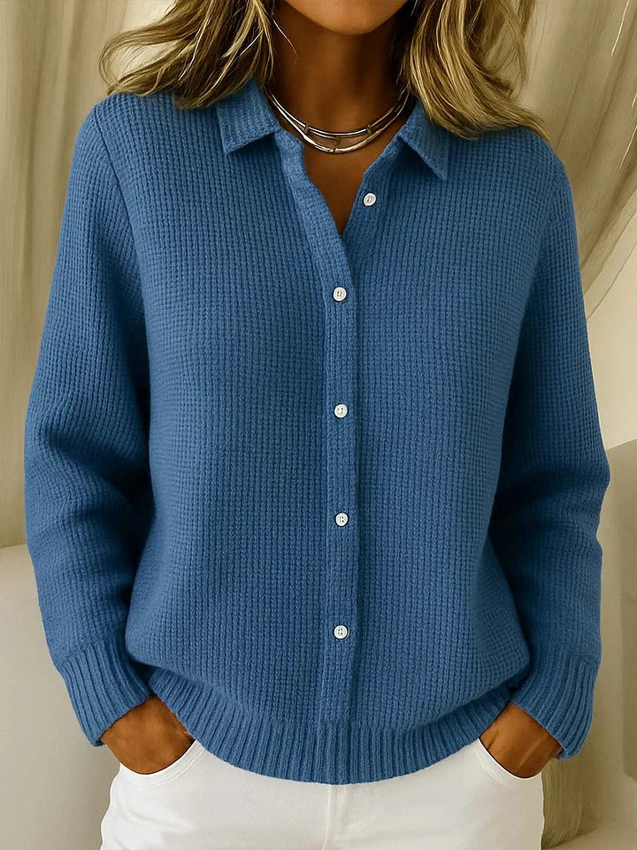 Colette Lässige Strickjacke mit Kragen und langen Ärmeln