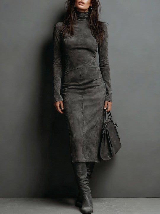 Mildred Elegantes Wildleder-Maxikleid