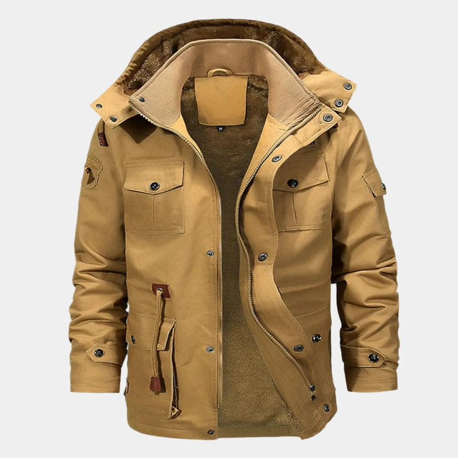 Fleece-Kapuzen-Bomberjacke