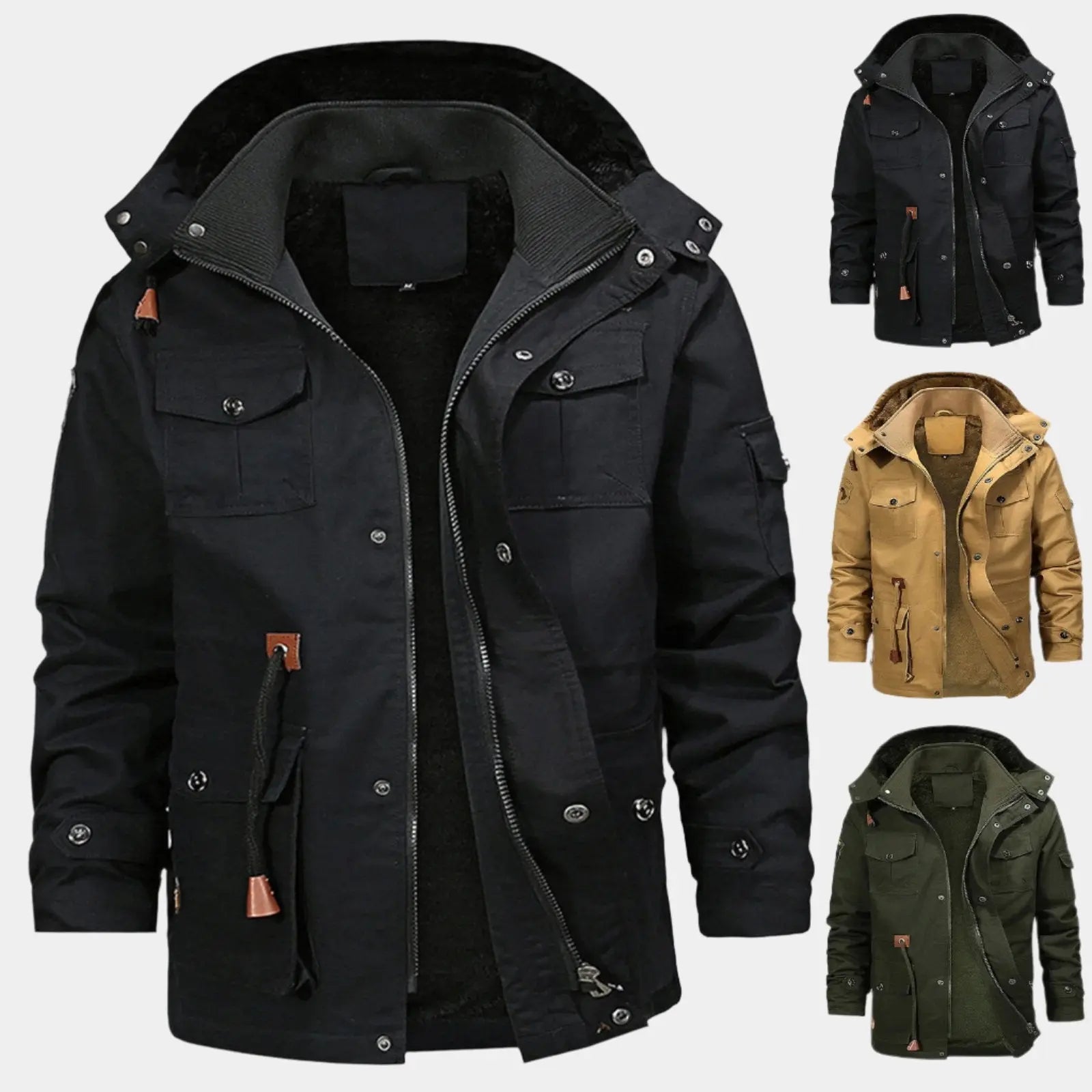 Fleece-Kapuzen-Bomberjacke