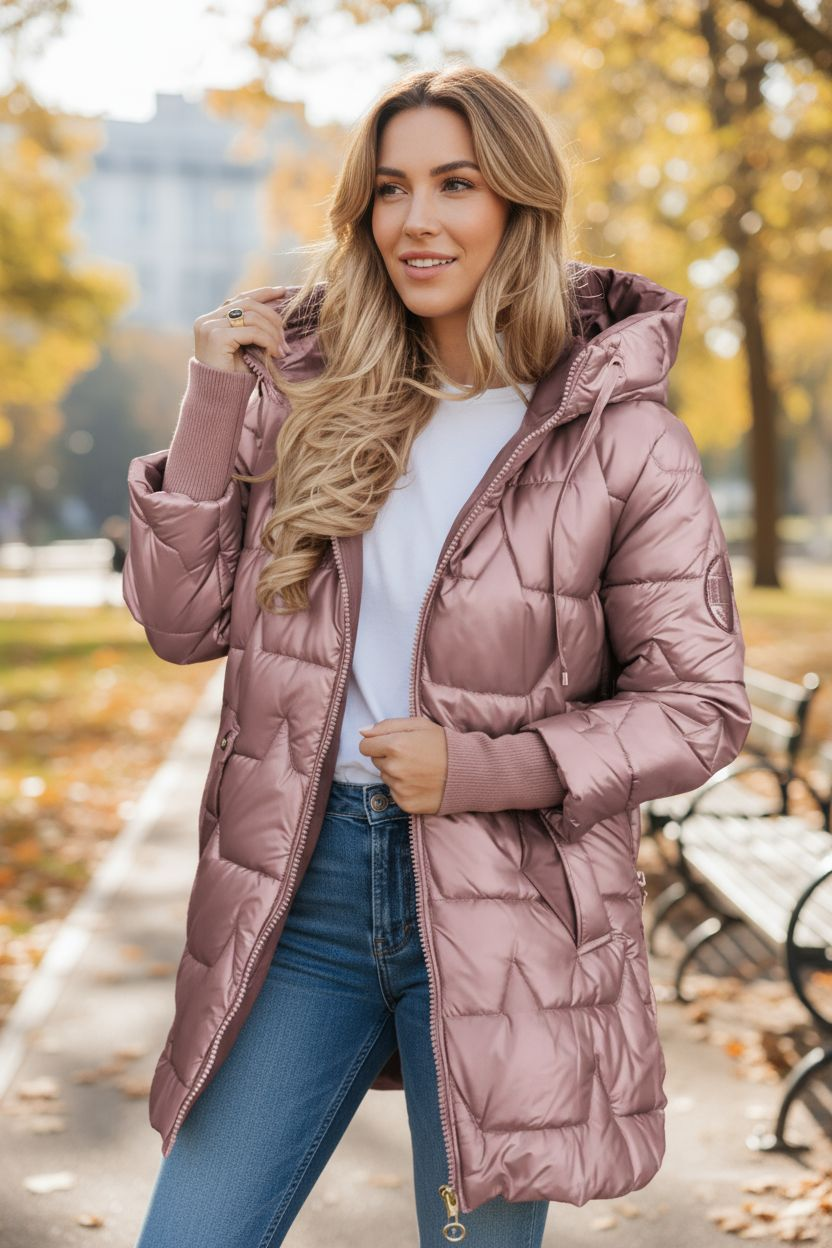 Kelsey Luxuriöser Damen Puffermantel mit Kapuze