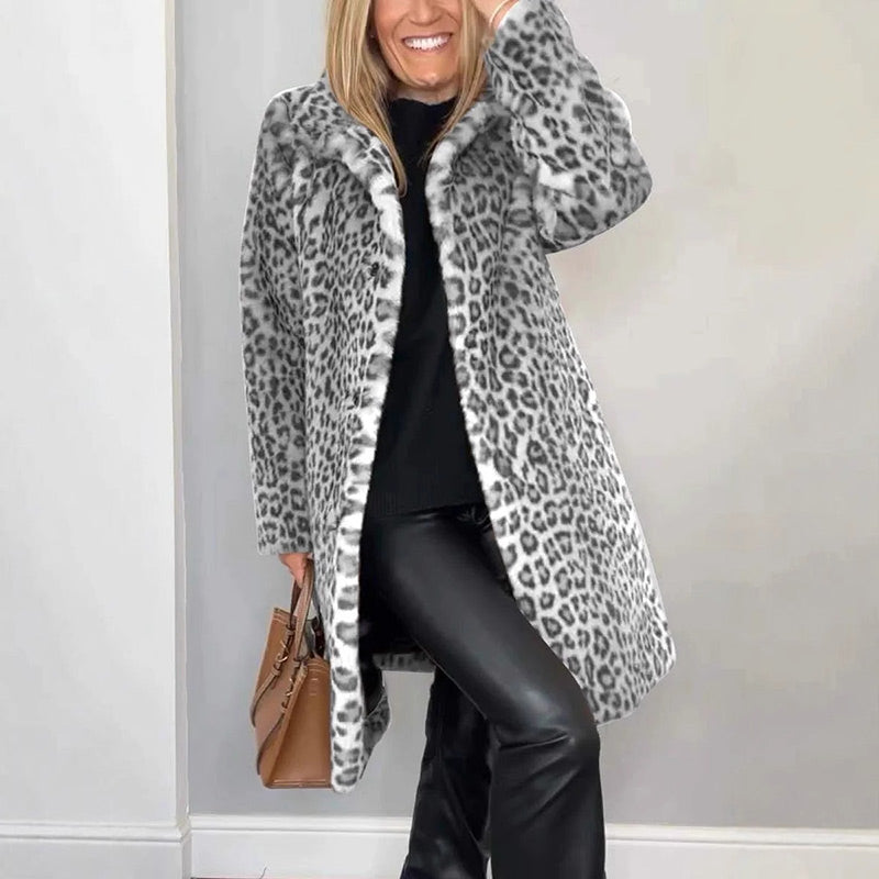 Leona | Mittellange Jacke mit Leopardenmuster