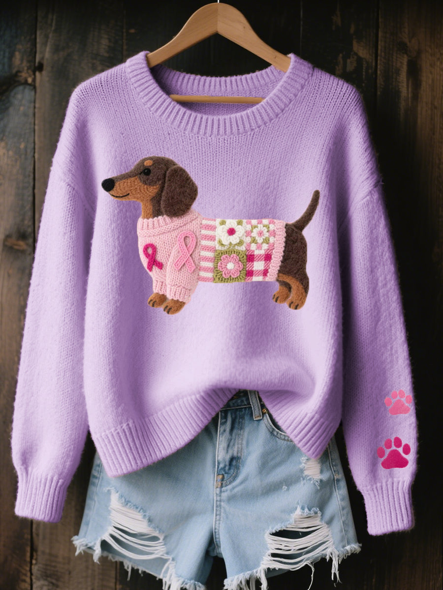 Clodagh | Strickpullover mit Filzdetails im Dackel-Design