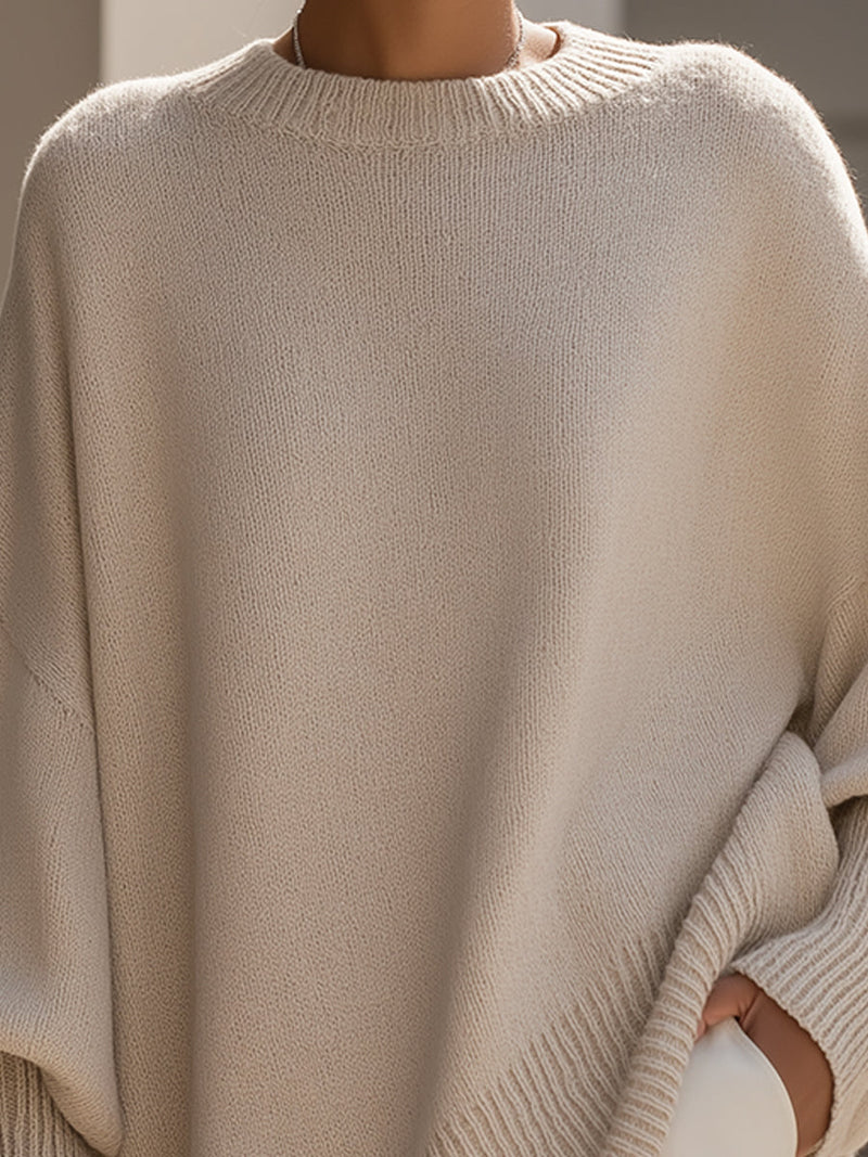 Kimia Übergrosser Gestrickter Rundhalsausschnitt Pullover