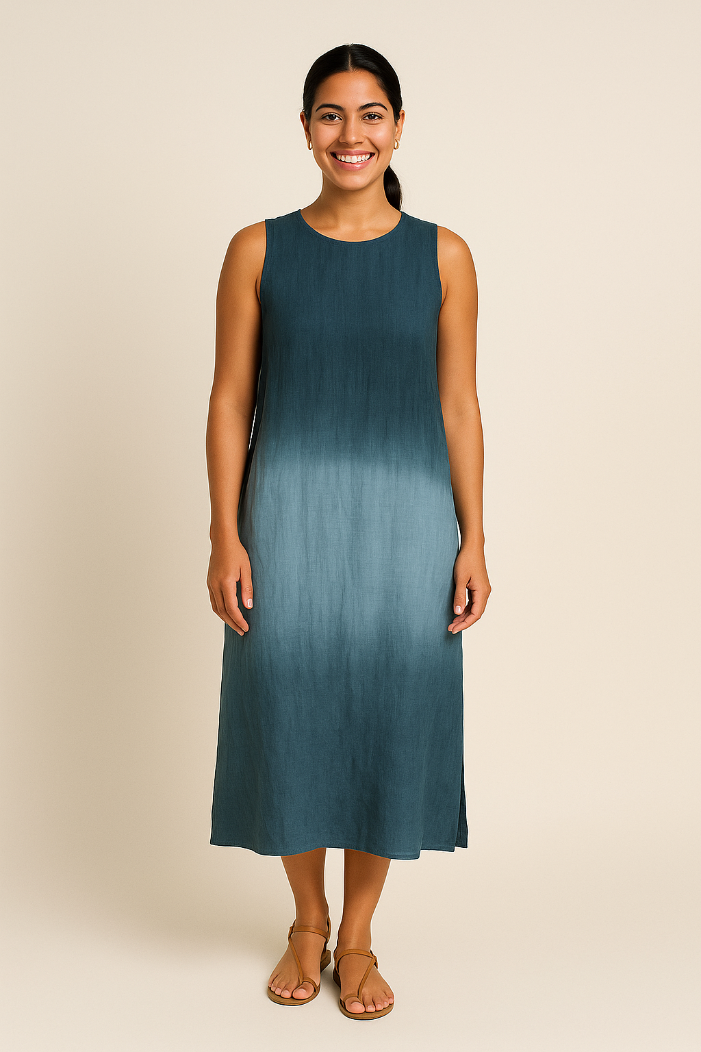 AROSA | Damen Ärmelloses Maxikleid mit Rundhalsausschnitt luftig & leicht
