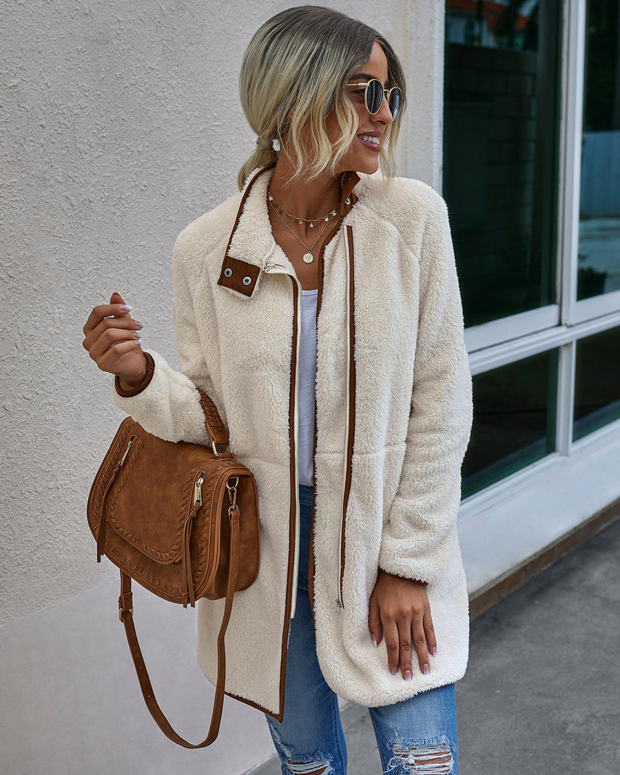 Warmer Pelzmantel mit Taschen