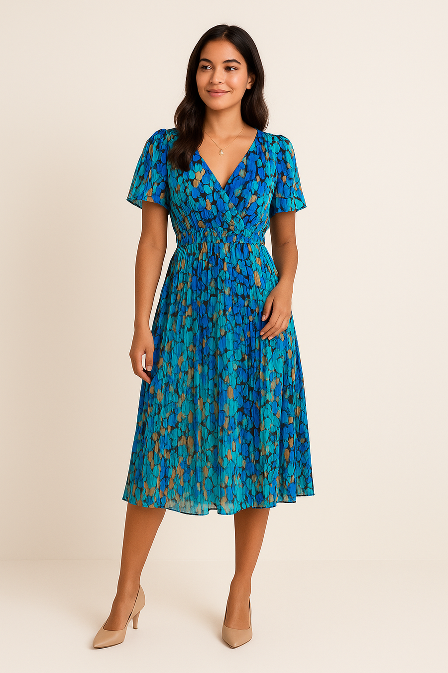 AROSA | Atmungsaktives Damen Wickelkleid mit Blumenprint