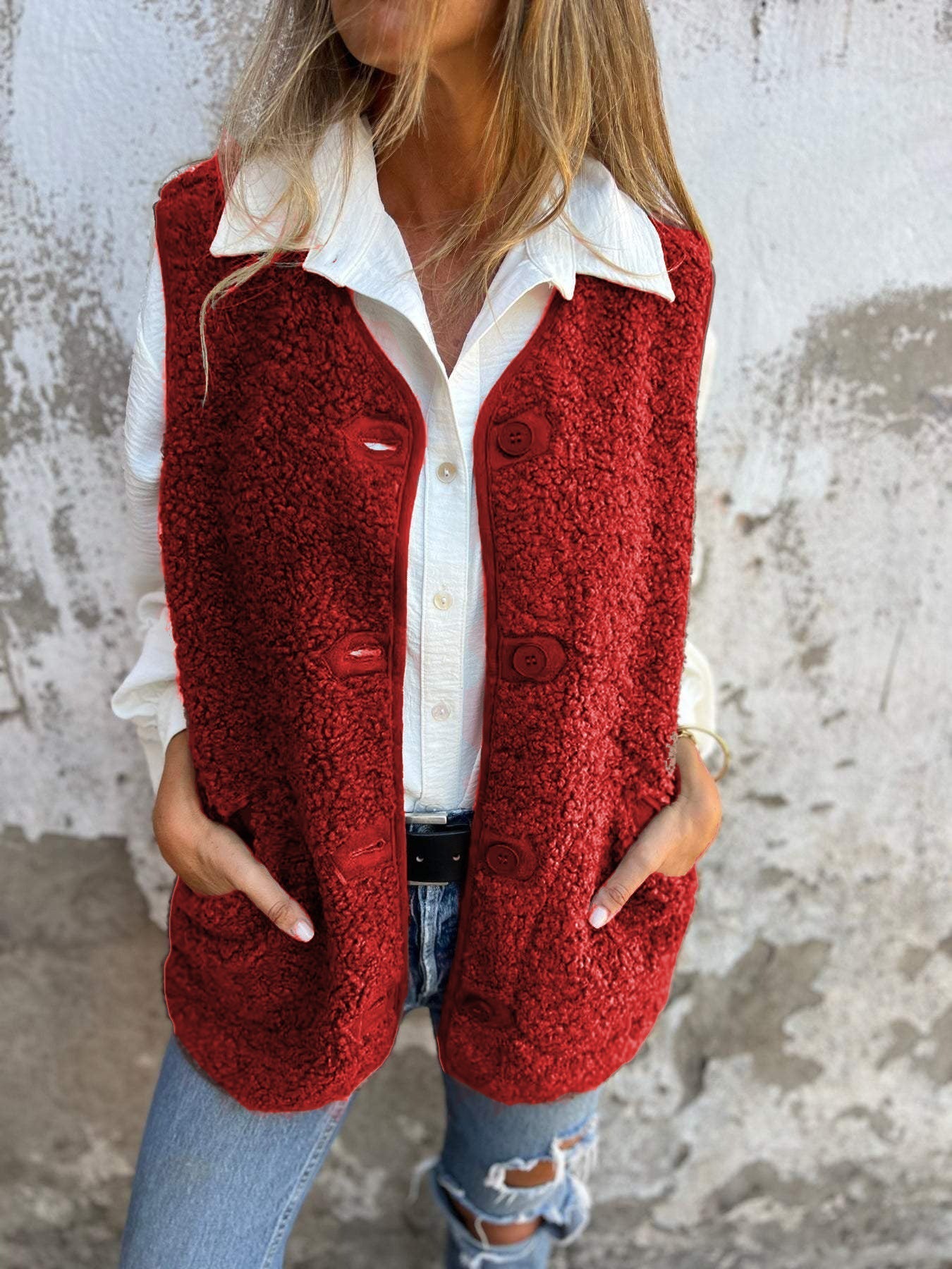 Amara | Damen Herbst Knopfleiste Kurz Warm Weste