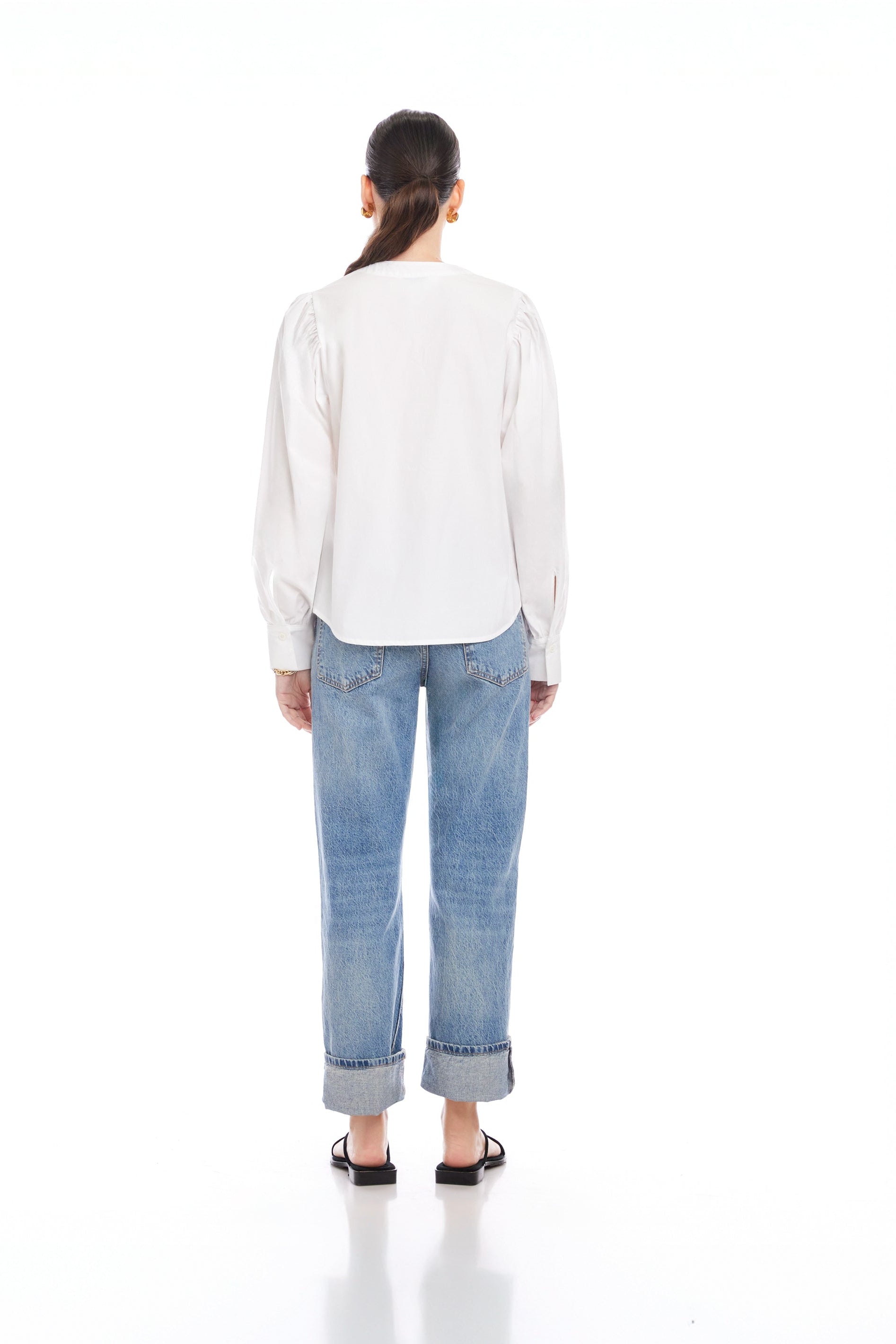 Damen Langarmbluse – Klassisches Button-Up Hemd aus Baumwolle