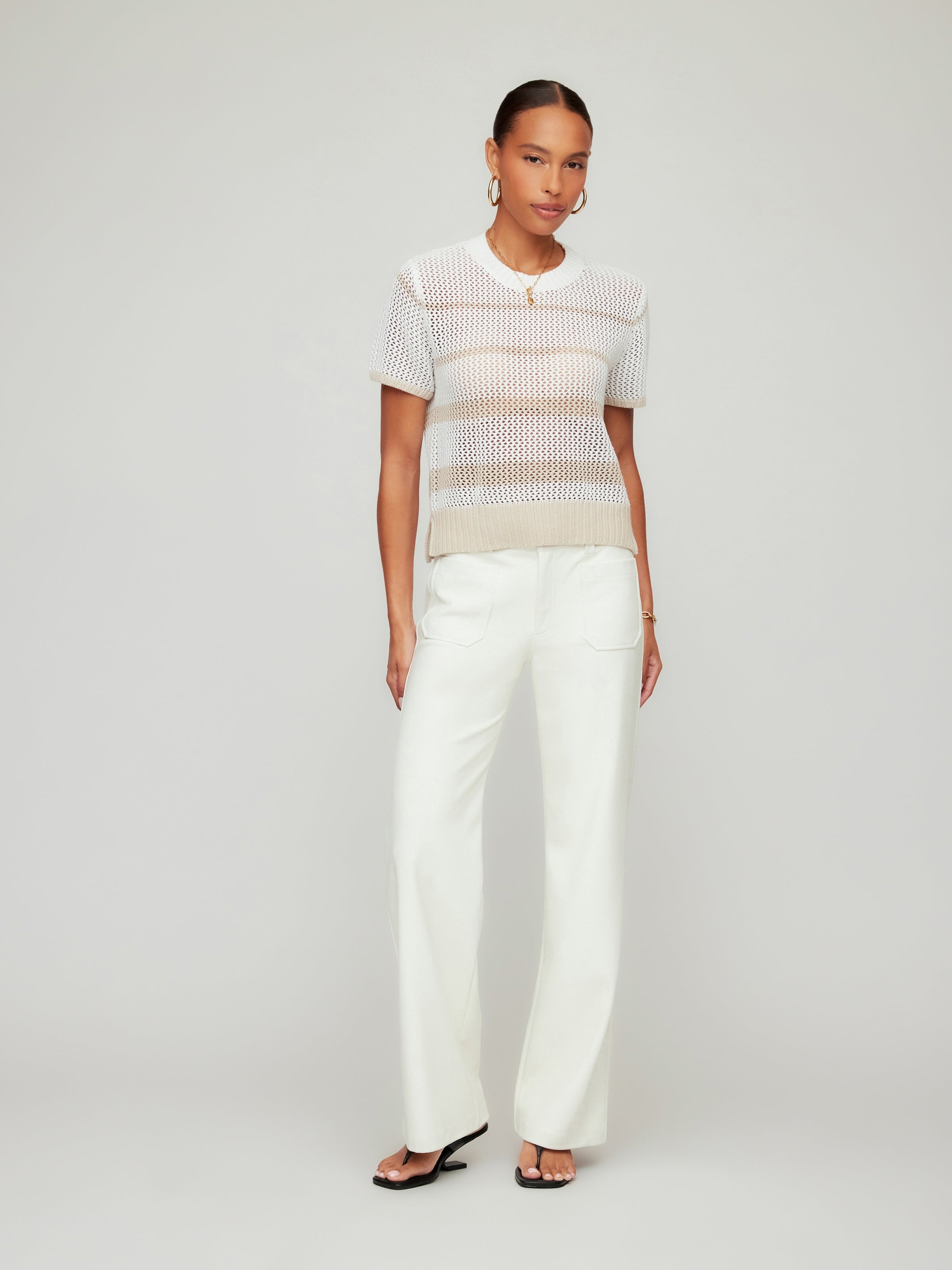 Faye Damen Häkelpullover – Transparentes Top im Boho-Look