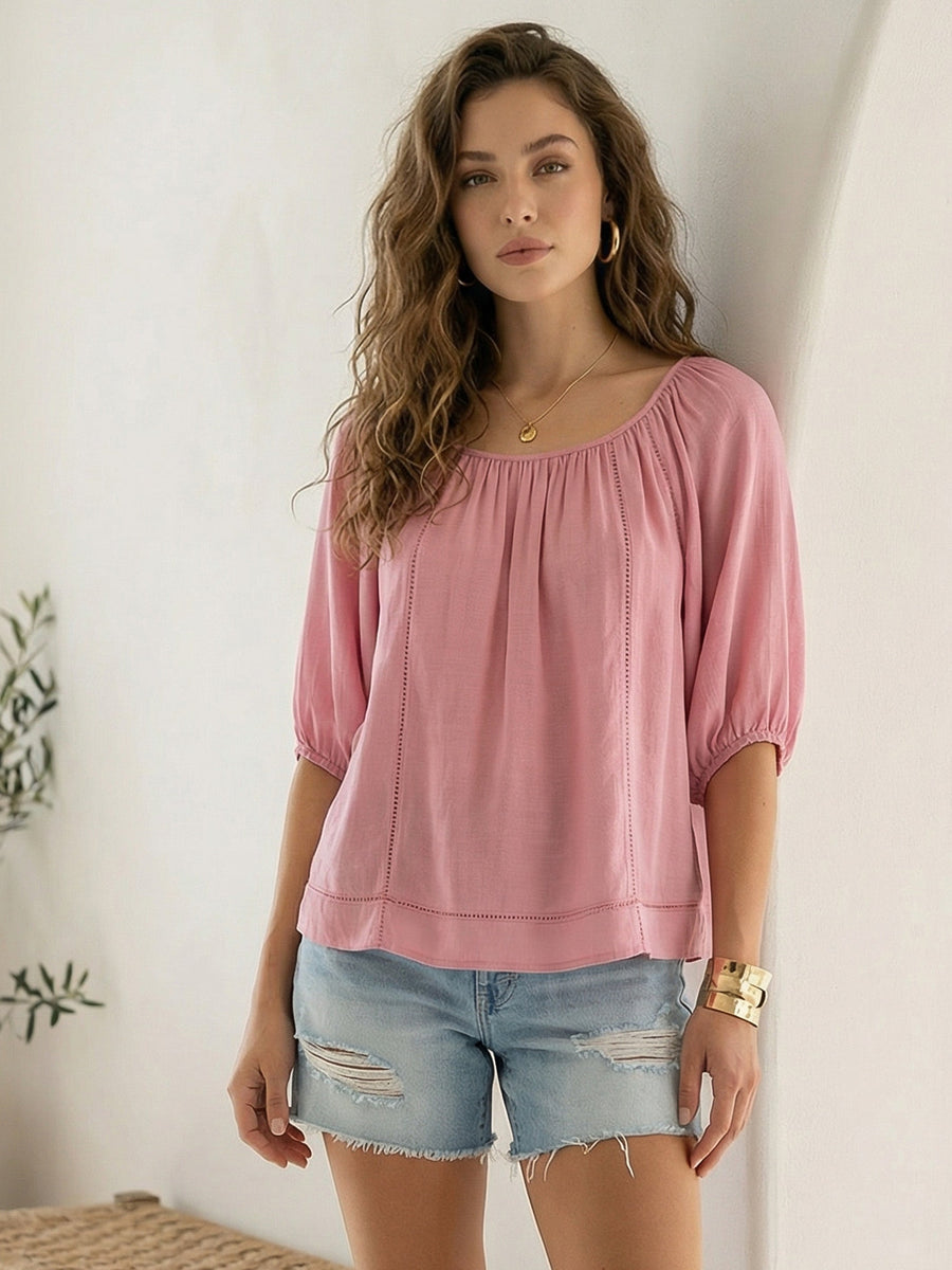 Liza Damen Bauernbluse – Romantische Bluse mit Volants