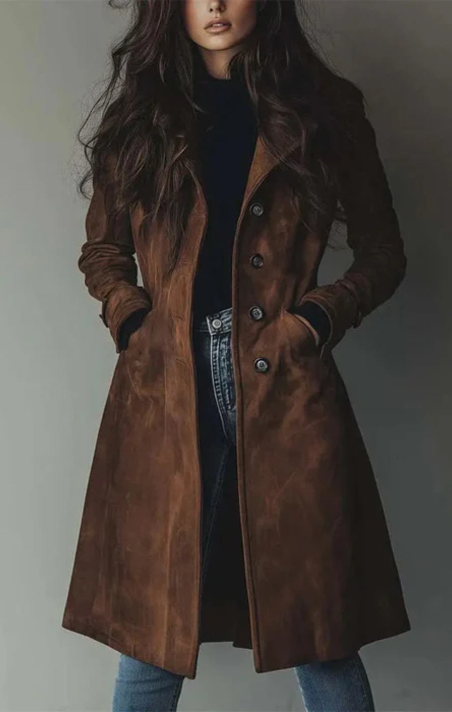 Camilla | Lange vegane Wildlederjacke